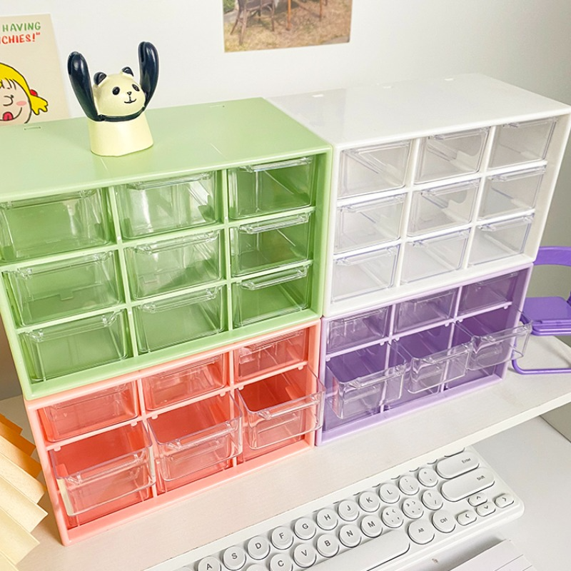 9 Grids Dust Proof Jewelry Statnory Drawer Storage Box Stationery
