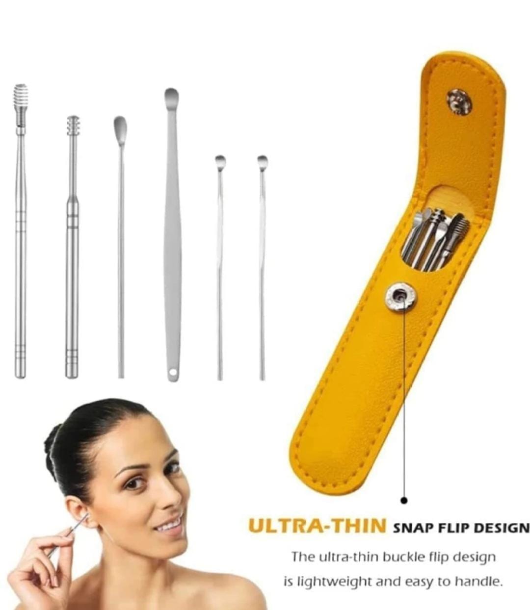 6 Pcs Earpick Stainless Steel Ear Digging Cleaning Kit