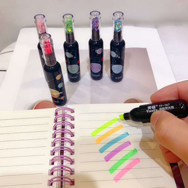 Cute Planet Bottle Mini Fluorescent Highliter