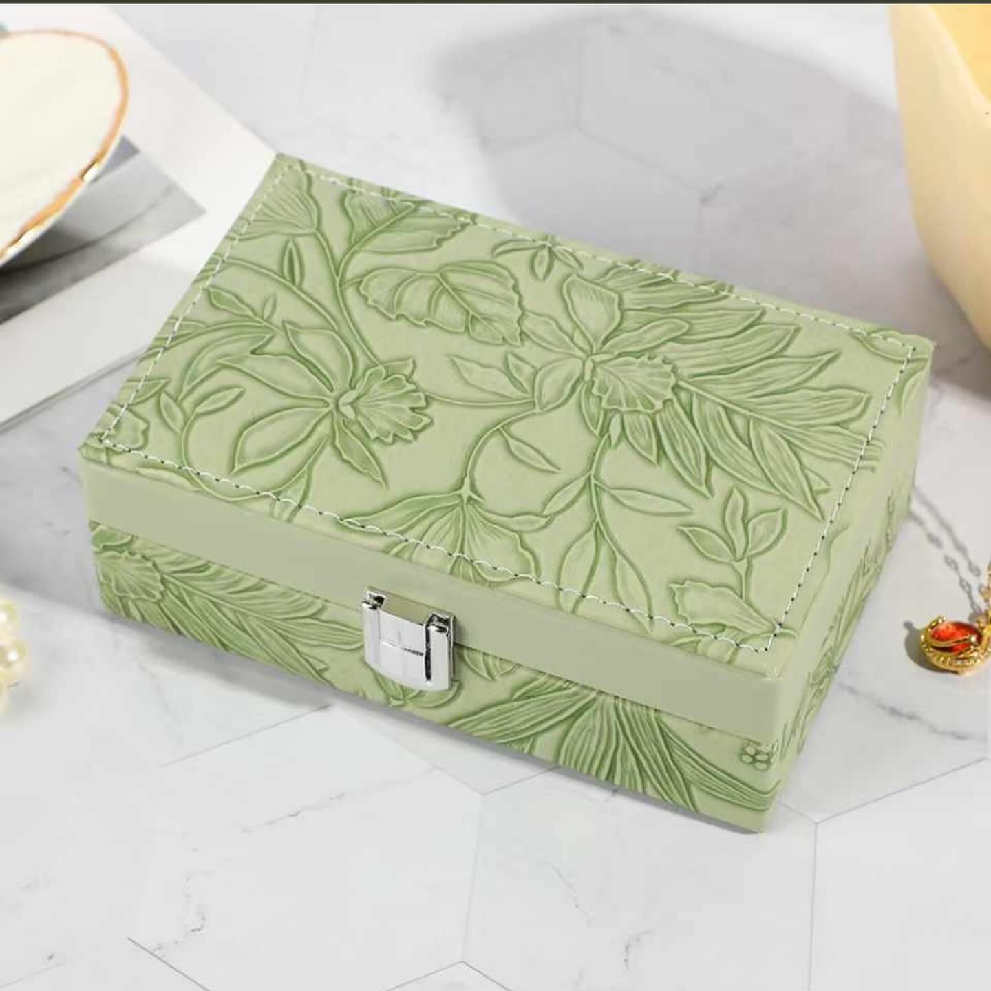 Luxury self Textured Leather Jewelry Case