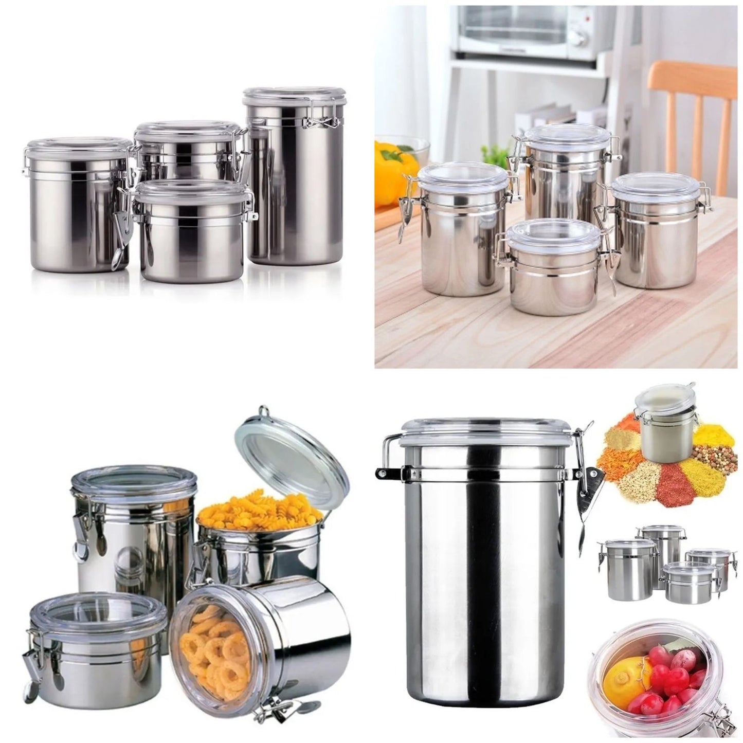 4 PCS Storage Container Stainless Steel