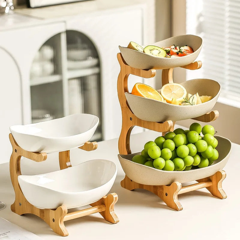3 Layer Fruit Plate With Wooden Stand (Premium Quality)