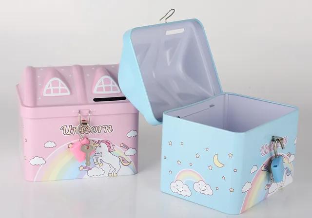 Children Money Bank Unicorn Style Metal Box