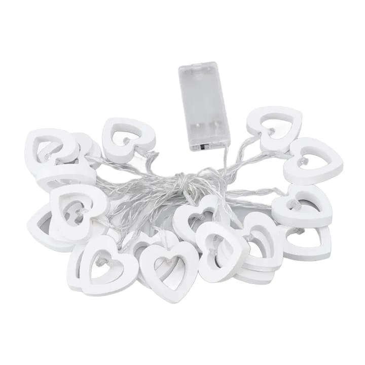 Wooden Heart Shaped String Lights (20) Cell+USB Operated