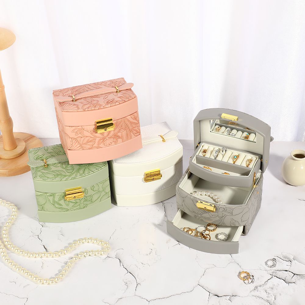 Luxury Self Textured Leather Jewelry Case (Premium Quality)