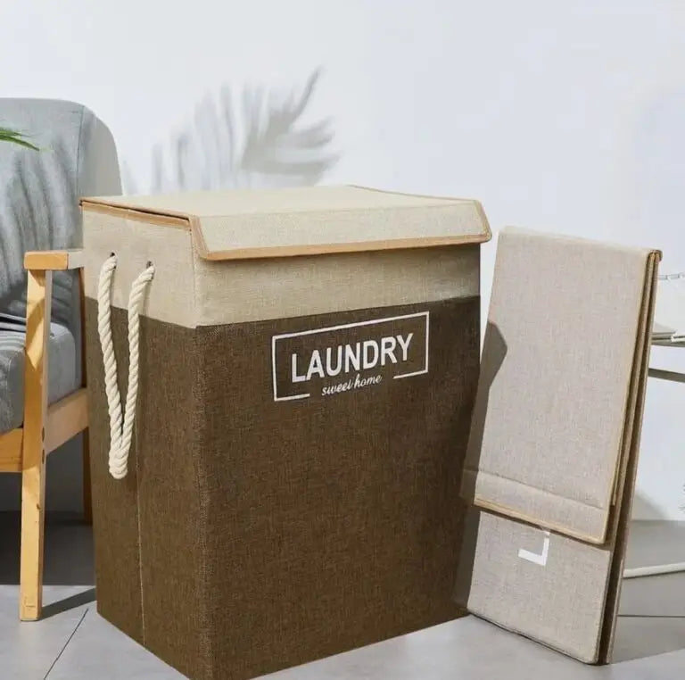 Large Washing Clothes Storage Bin Bag Laundry Basket Foldable Hamper with Lid (Premium Quality)
