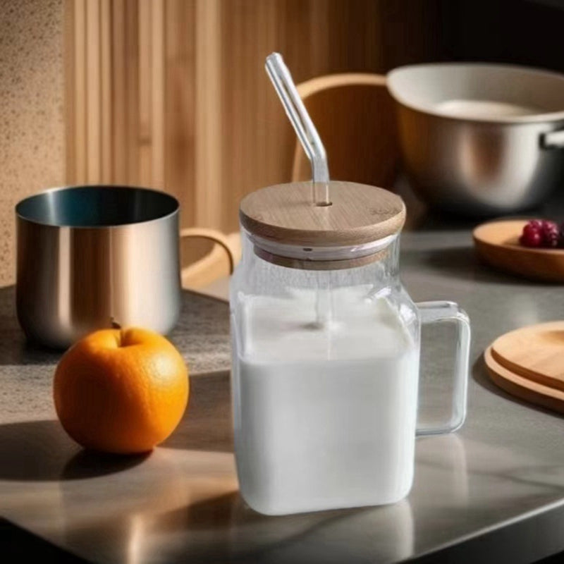 Transparent Bubble Mug With Bamboo Lid n Straw (Premium Quality)