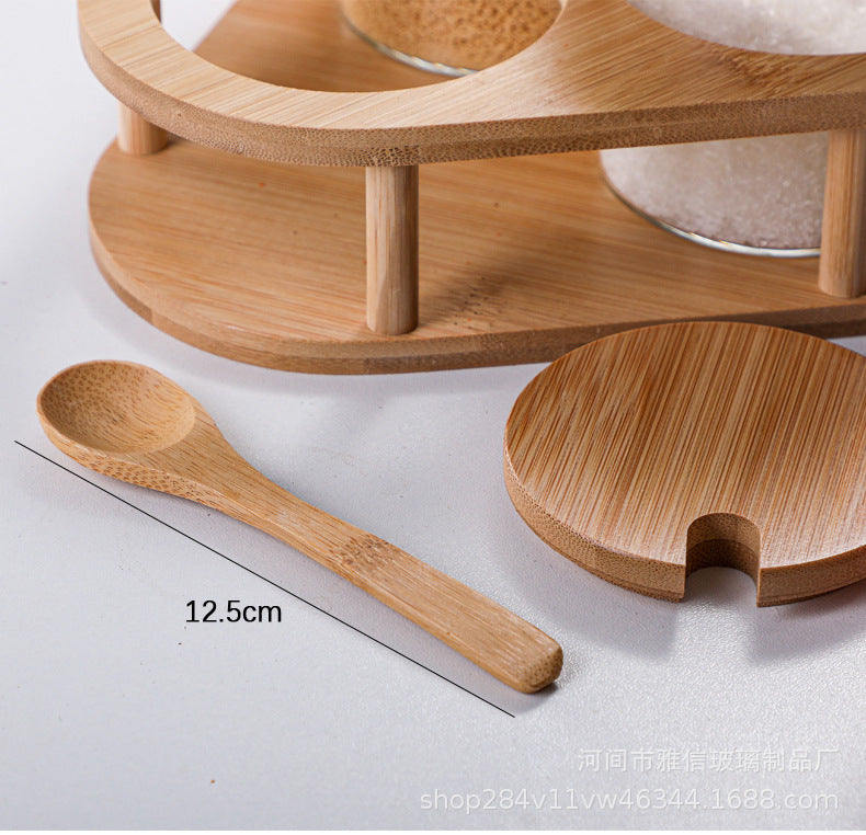 Wooden Lid Glass Seasoning Jar Chili Pepper Shaker Spice Box