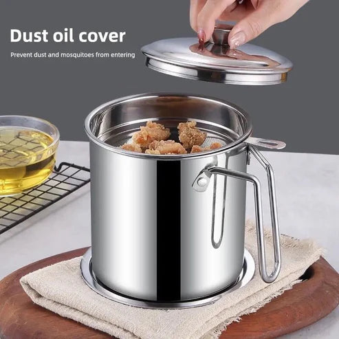 Oil Strainer Pot Grease Can Stainless Steel