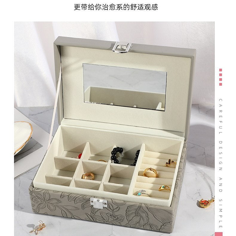 Luxury self Textured Leather Jewelry Case
