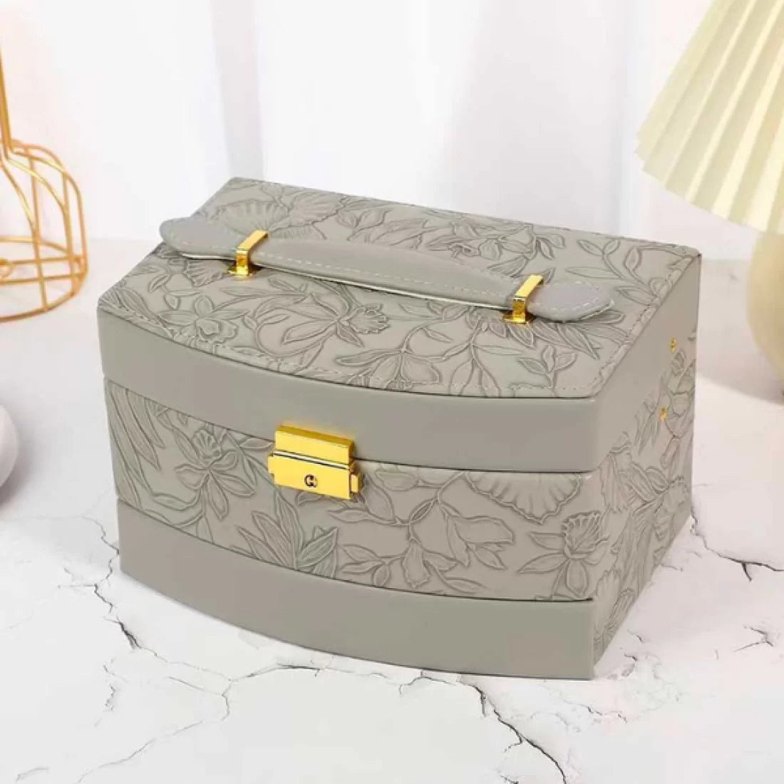 Luxury Self Textured Leather Jewelry Case (Premium Quality)