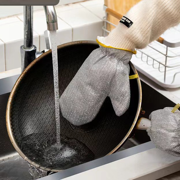 Steel Wire Dish Cleaning Gloves Pair