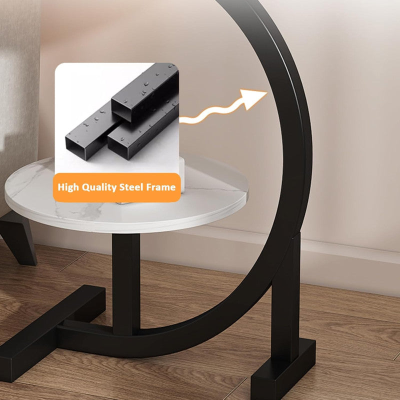 2 Tier Round Sofa Table for Living Room, Small Coffee Table with Storage, Bedside Table for Bedroom