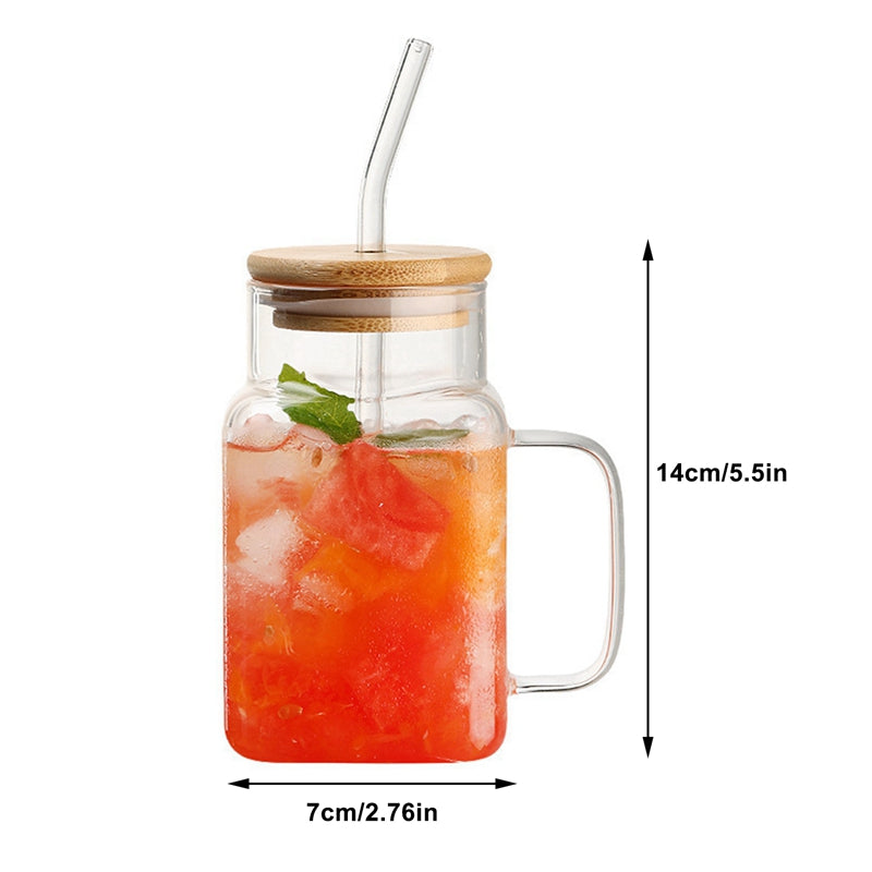 Transparent Bubble Mug With Bamboo Lid n Straw (Premium Quality)