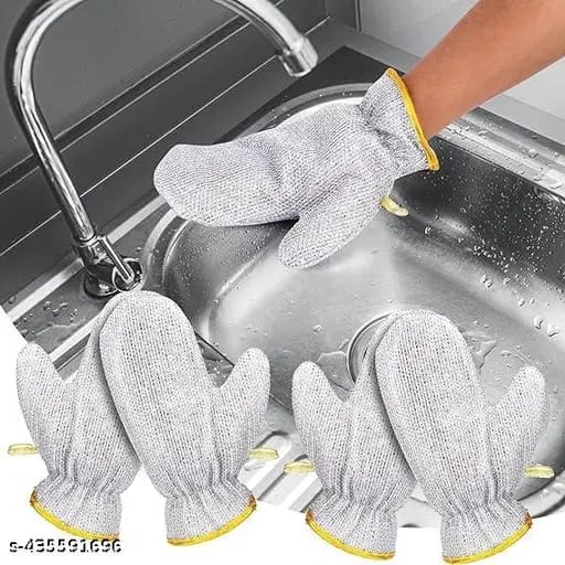 Double Sided Silver Wire Dishwashing Gloves 2 Pcs