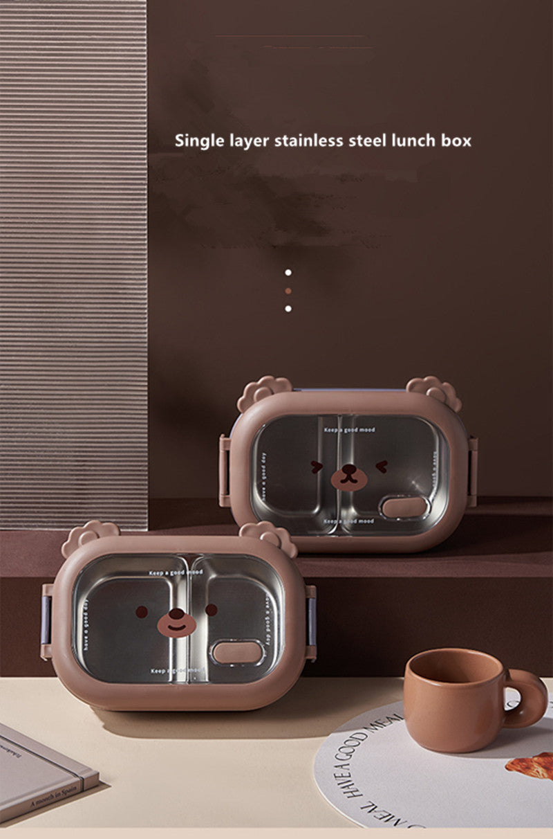 2 Compartments Stainless Steel Lunch Box. (Premium Quality)