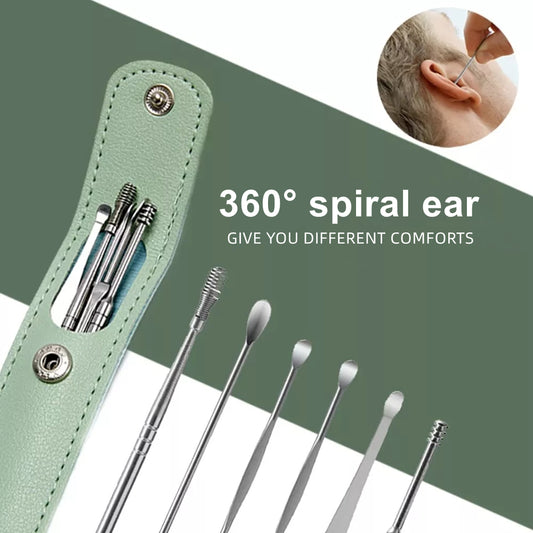 6 Pcs Earpick Stainless Steel Ear Digging Cleaning Kit