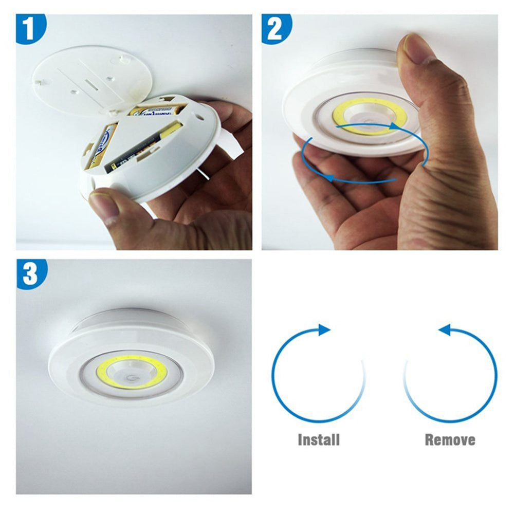 Tap LED Light With Remote Control(Pack of 3 Lights)
