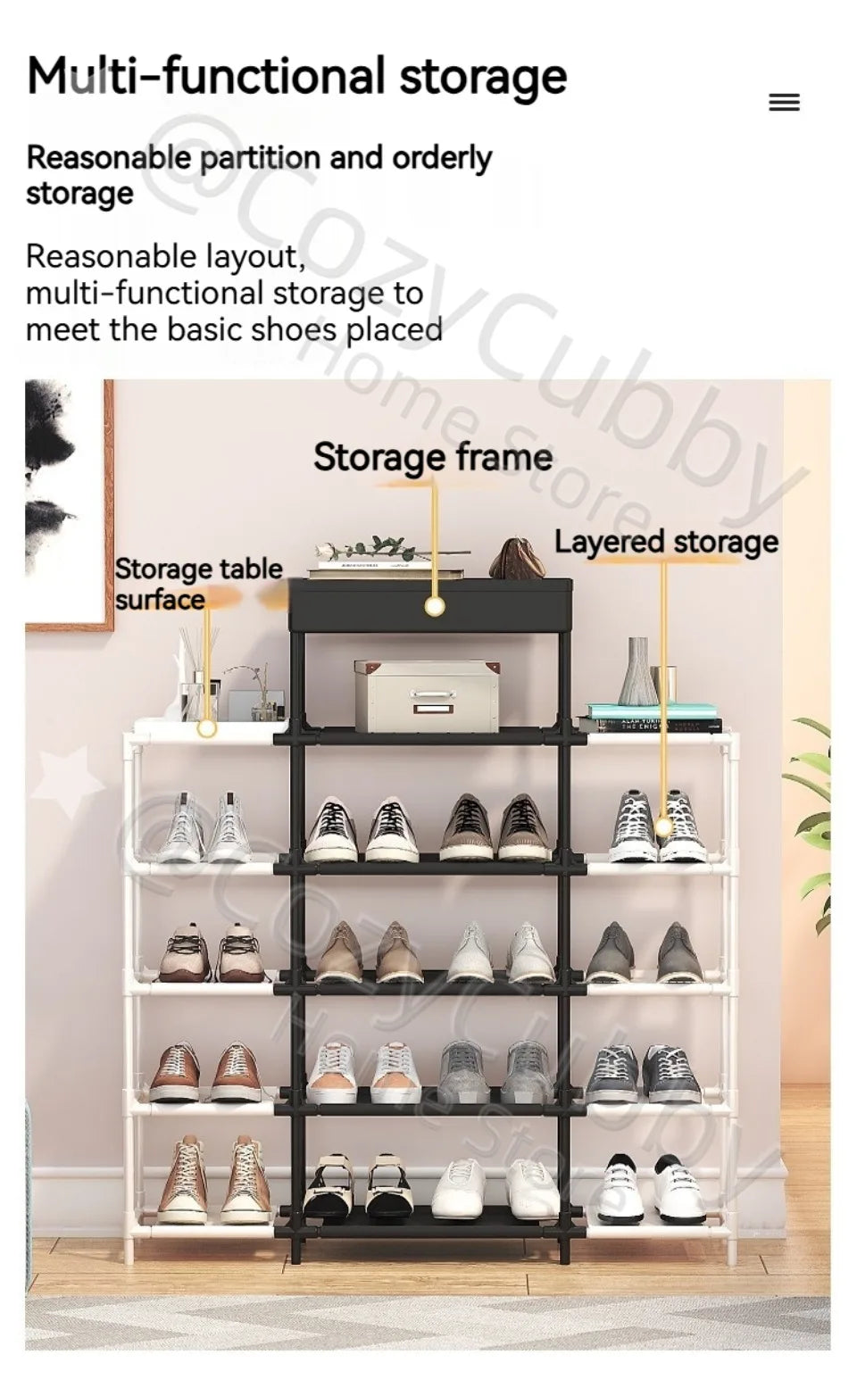 Dual Color Multifunctional Storage Shoe Rack (Premium Quality)