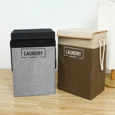 Large Washing Clothes Storage Bin Bag Laundry Basket Foldable Hamper with Lid (Premium Quality)