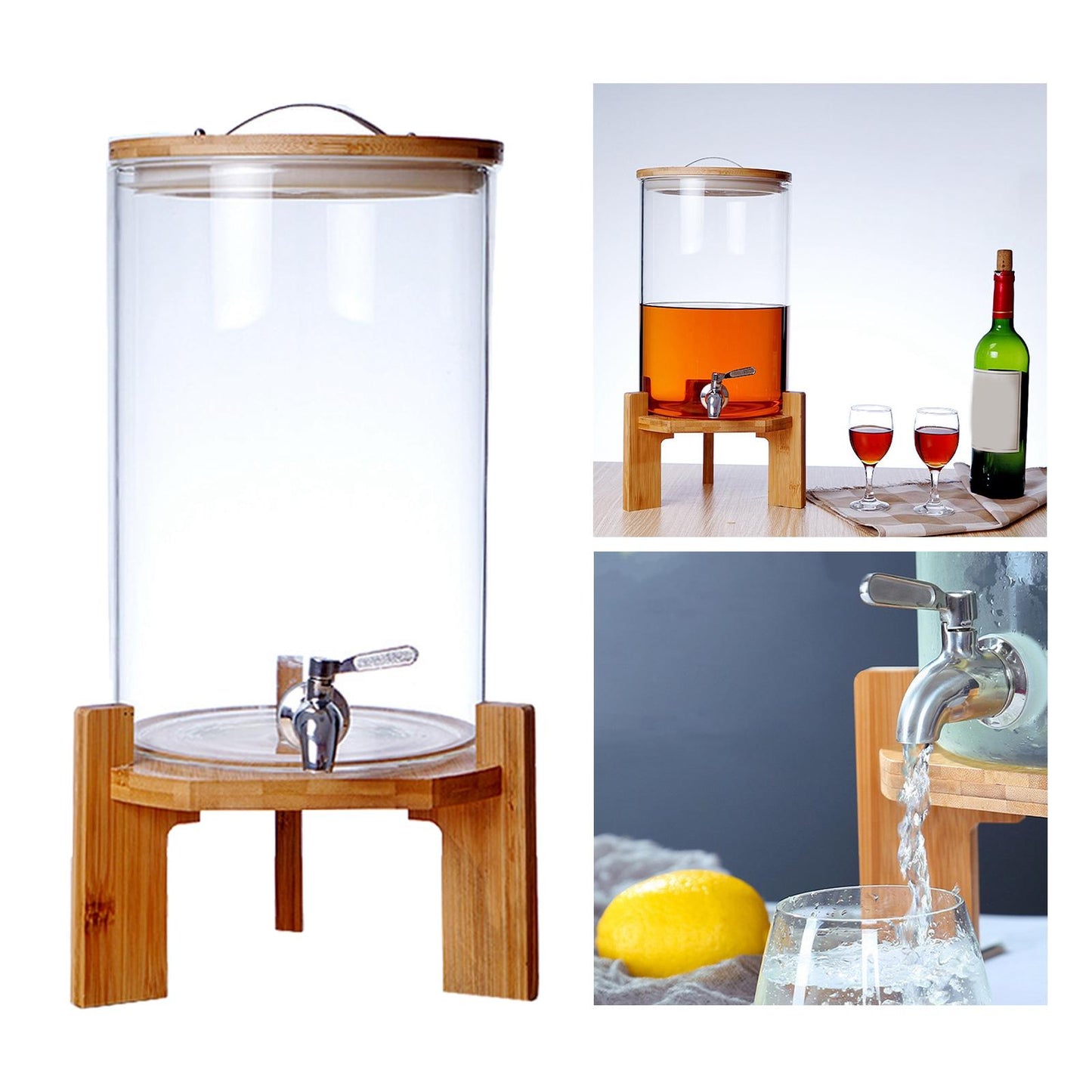 Glass Beverage Barrel Dispenser With Stainless Steel Faucet (Premium Quality)