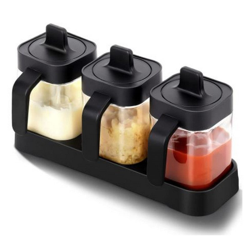 3 Pcs Spice Jar With Spoon - Spice Jar Seasoning Box (premium Quality)