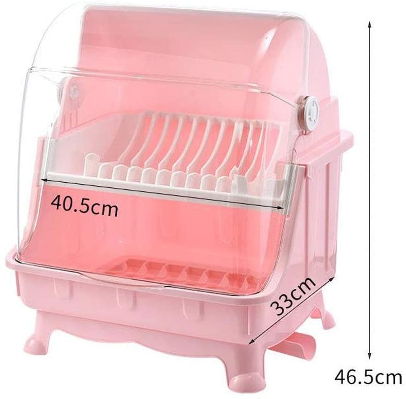 Dish Drying Rack with Lid, 2 Tier Dish Rack with Utensil Holder, Cup Holder and Dish Drainer for Kitchen Counter, Plastic Dish Drain