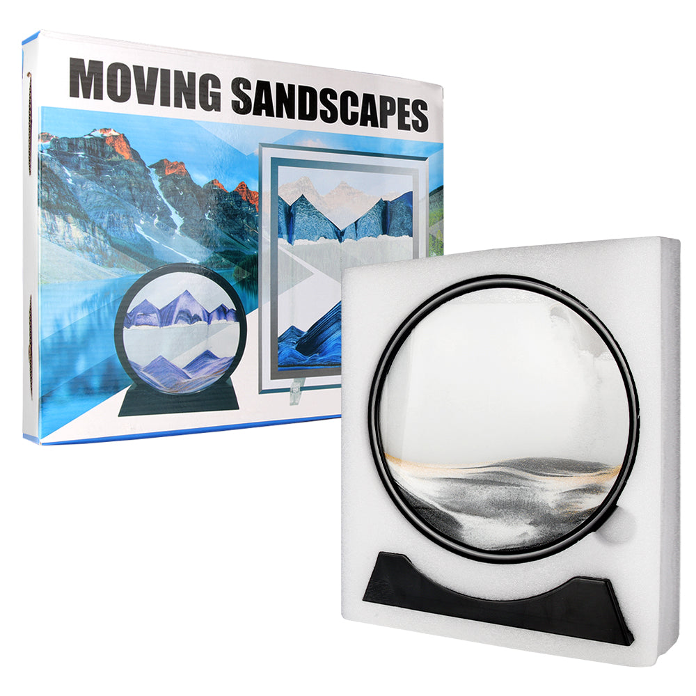 Moving Sand Art Round Glass 3D Hourglass Display Frame