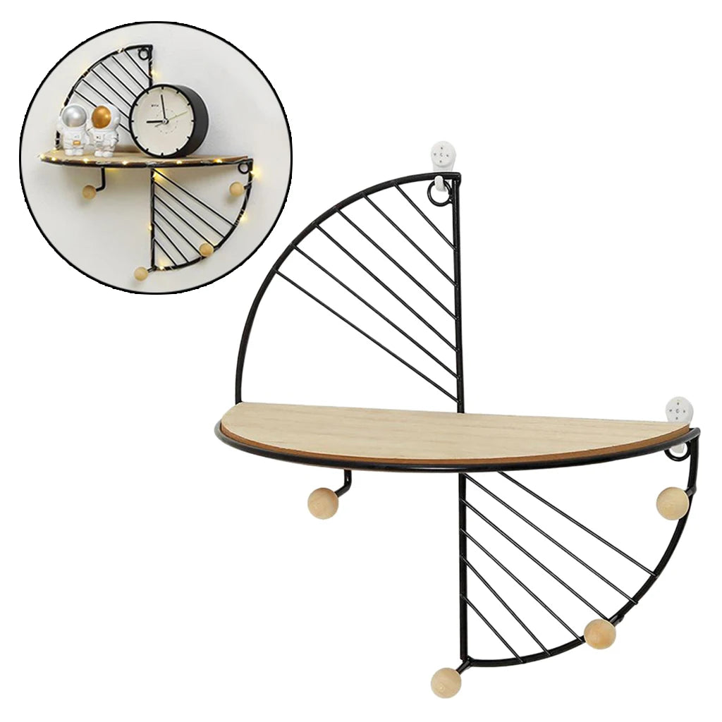 1 Pcs Metal Wood Wall Mounted Storage Shelf