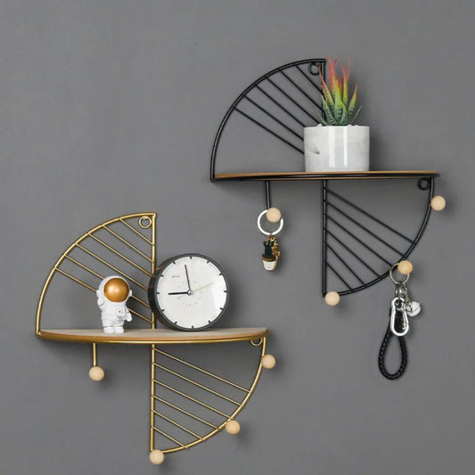 1 Pcs Metal Wood Wall Mounted Storage Shelf