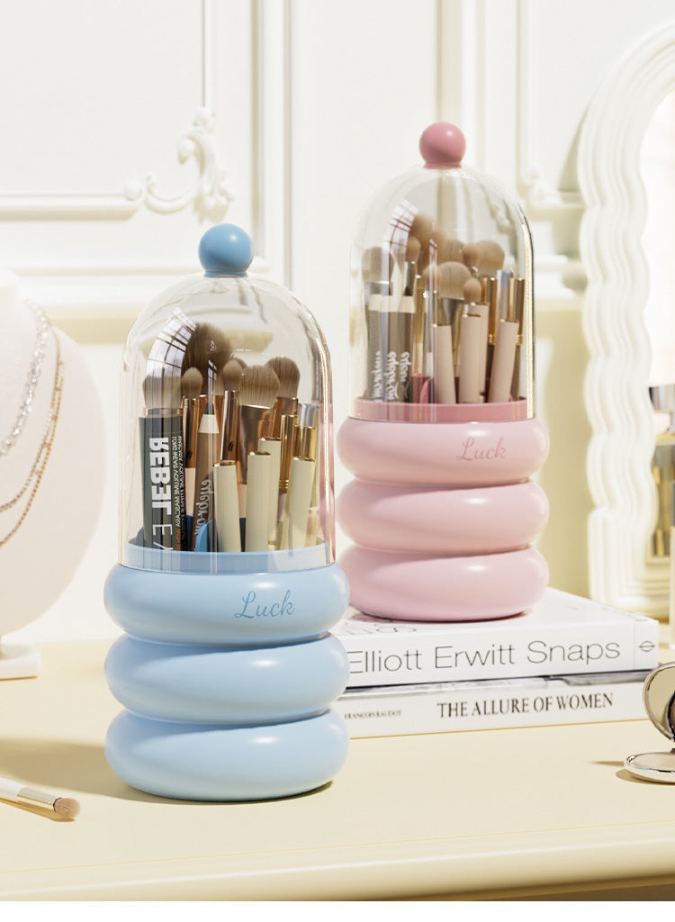 360° Rotating Makeup Brushes Holder With Lid Lipstick Organizer (Premium Quality)