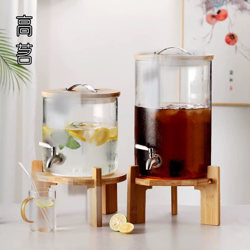 Glass Beverage Barrel Dispenser With Stainless Steel Faucet (Premium Quality)