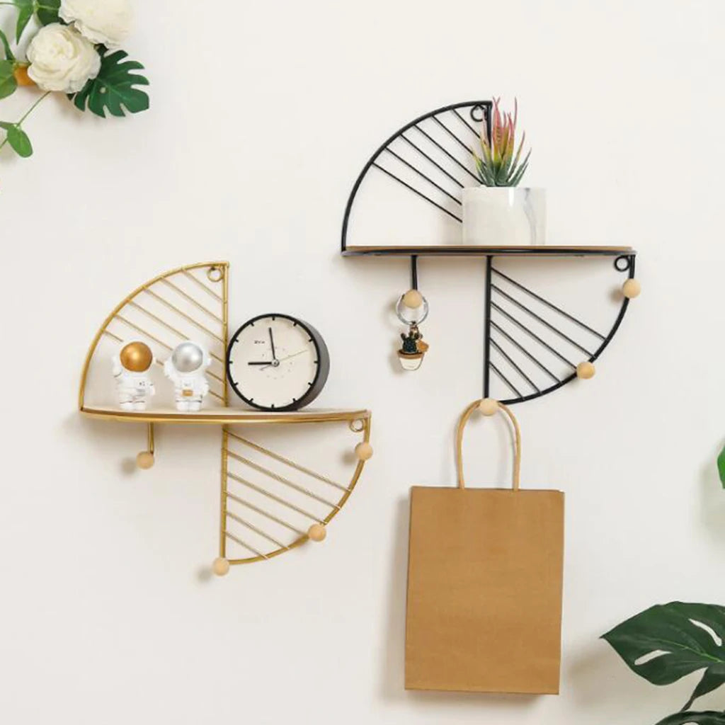 1 Pcs Metal Wood Wall Mounted Storage Shelf