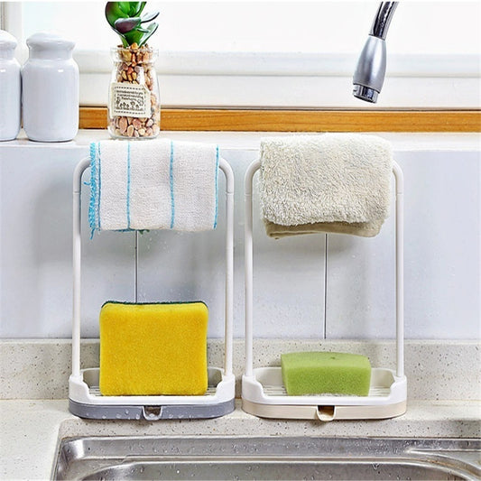 1Pc Kitchen Sink Dishrag Sponge Storage Rack