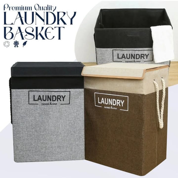 Large Washing Clothes Storage Bin Bag Laundry Basket Foldable Hamper with Lid (Premium Quality)