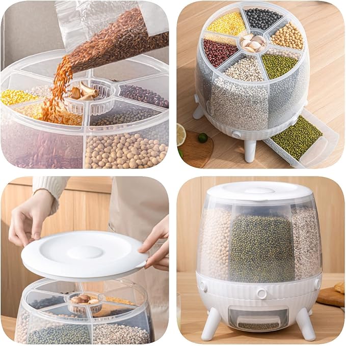 10L 6 in 1 Rotating Grain Dispenser (Premium Quality)