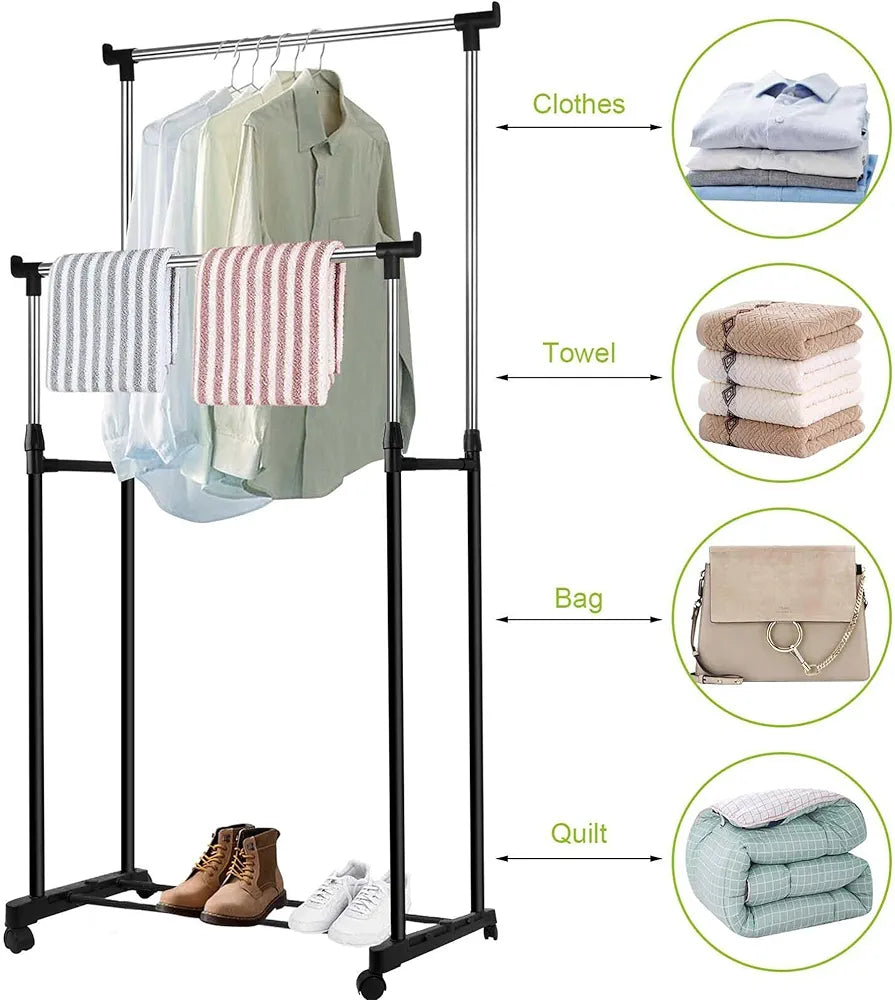 Stainless Steel Double Pole Clothes Rack
