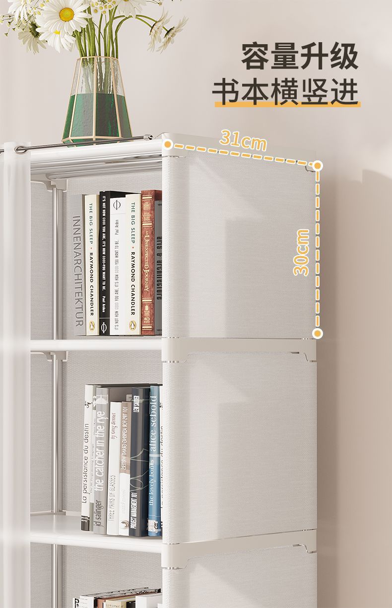 5 Layers Dustproof Wardrobe Bookshelf Bedroom Open Simple Assembly Storage Cabinet