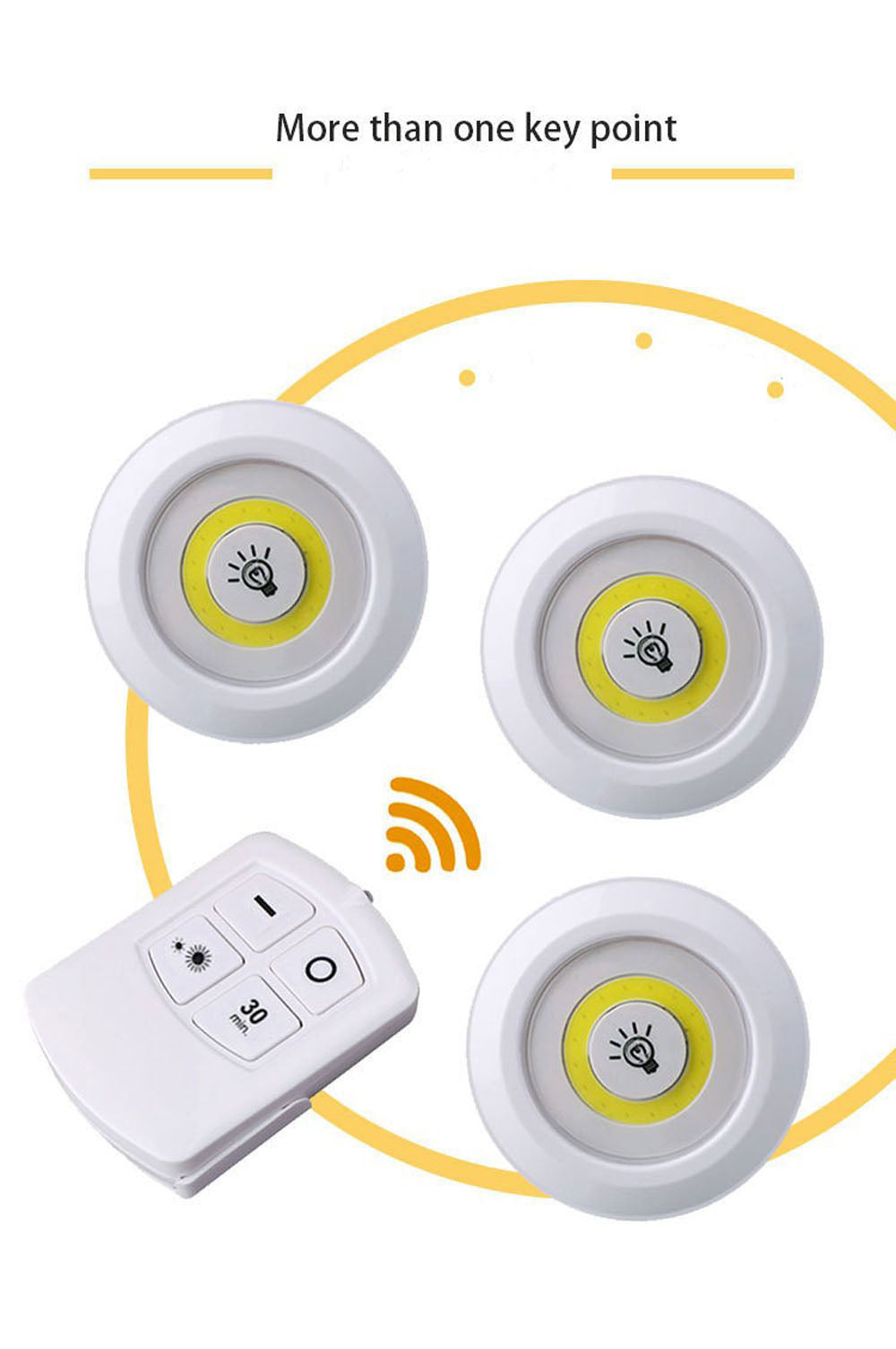 Tap LED Light With Remote Control(Pack of 3 Lights)