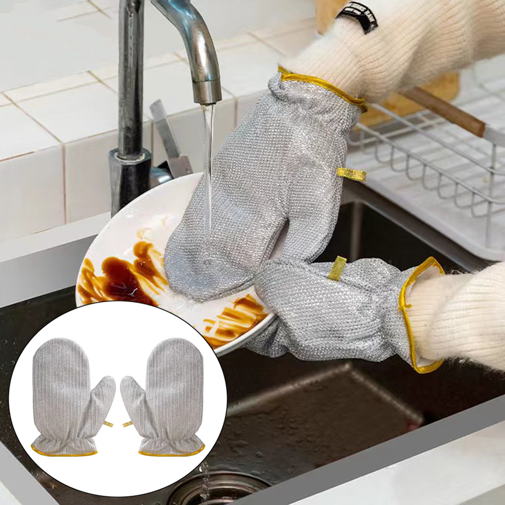 Steel Wire Dish Cleaning Gloves Pair