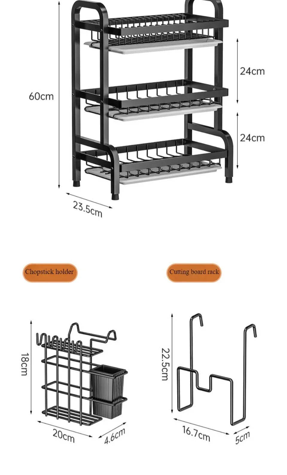 Compact Drainer Kitchen Rack With Tray. (Premium Quality)