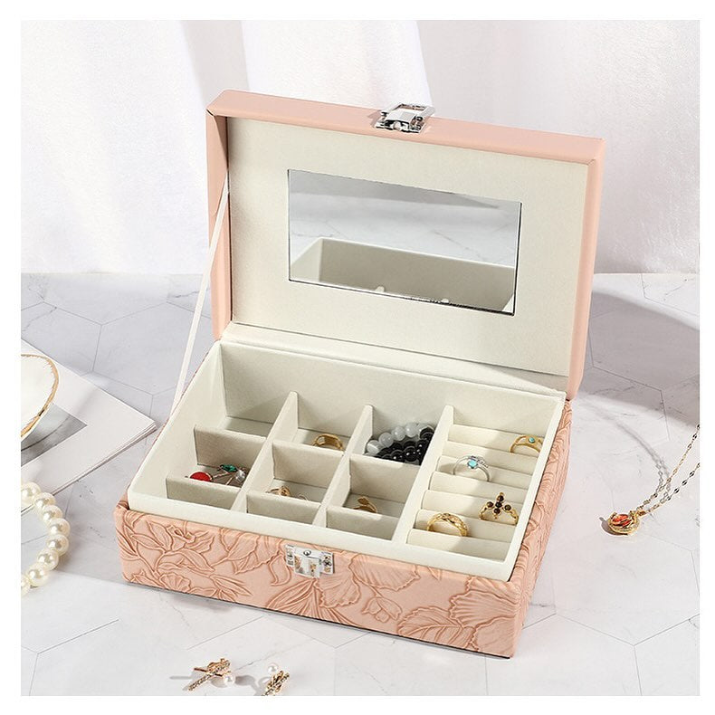 Luxury self Textured Leather Jewelry Case