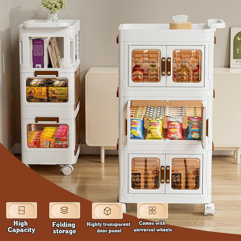 3 Levels Kitchen Trolley with Handles, Multi-Purpose Trolley with Locking Wheels