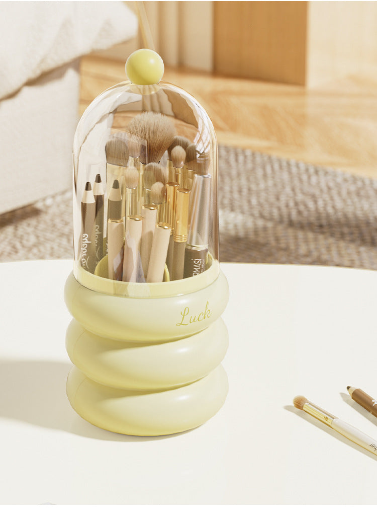 360° Rotating Makeup Brushes Holder With Lid Lipstick Organizer (Premium Quality)