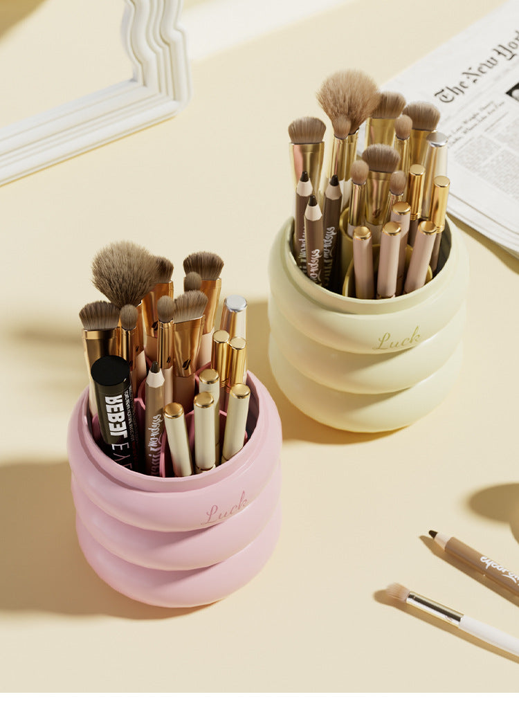 360° Rotating Makeup Brushes Holder With Lid Lipstick Organizer (Premium Quality)