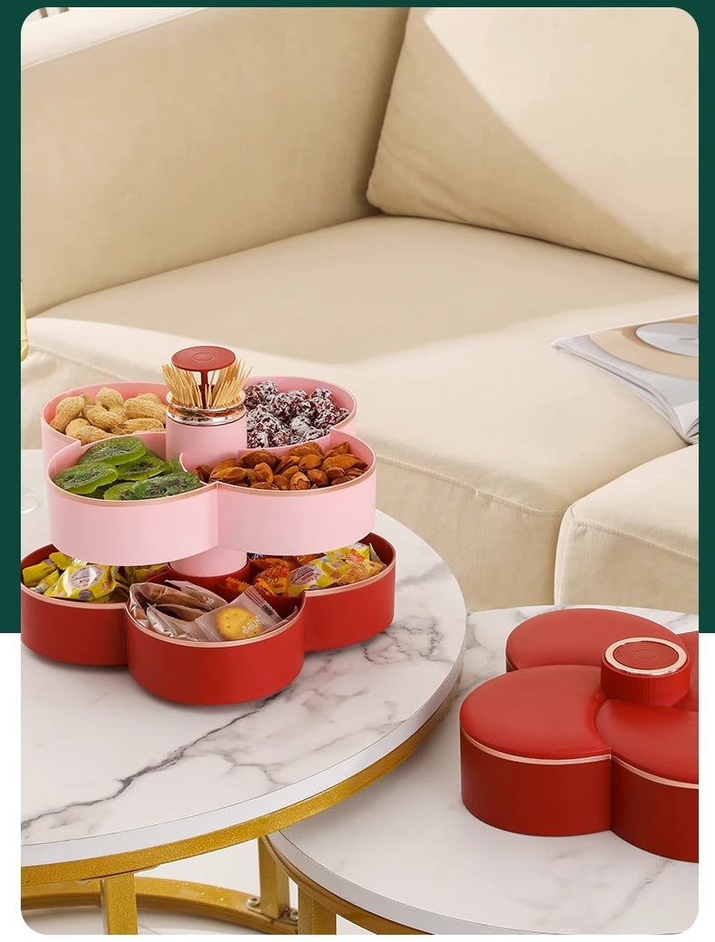 2 Layers Separate Lattice Rotation Snacks Plates