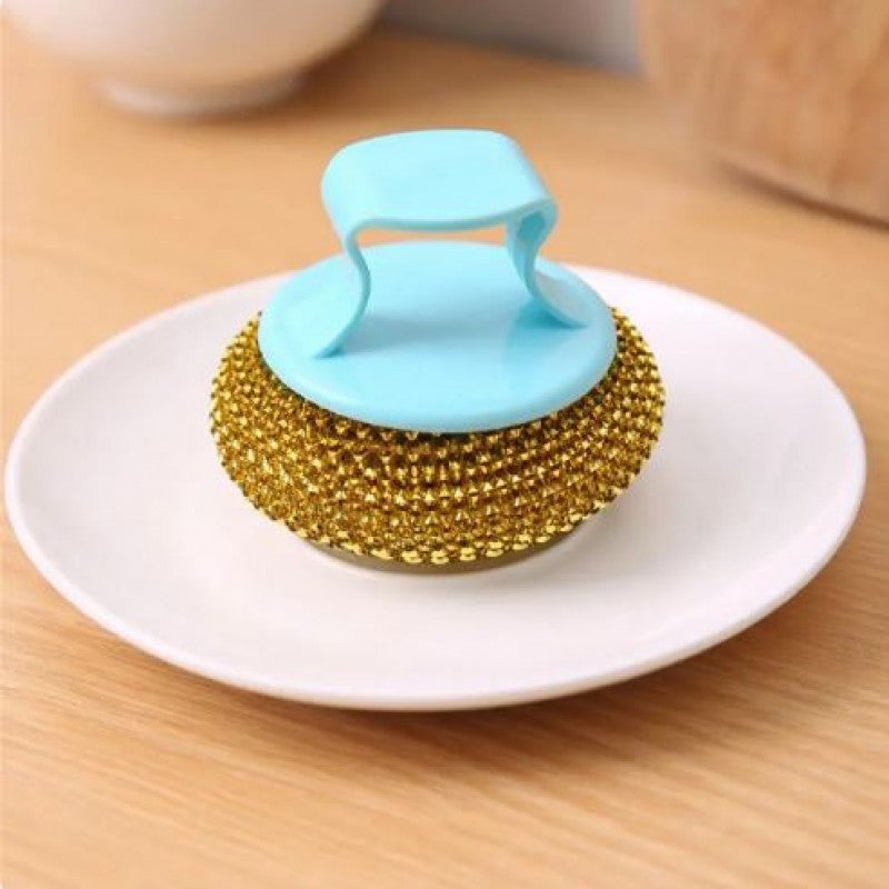 Kitchen Cleaning Brush Long Handle Cleaning Brush Dishwashing Brush Household Stainless Steel Wire Ball
