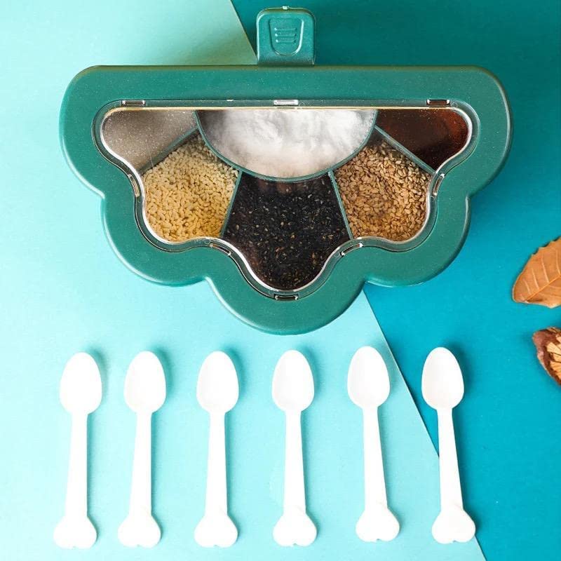 Multi-Grid Seasoning Box With Spoon Lid