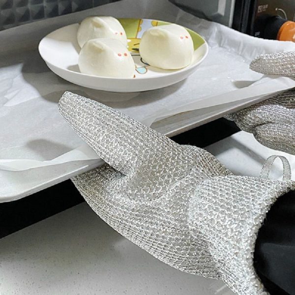 Steel Wire Dish Cleaning Gloves Pair