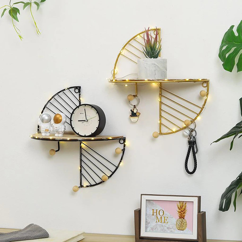 1 Pcs Metal Wood Wall Mounted Storage Shelf